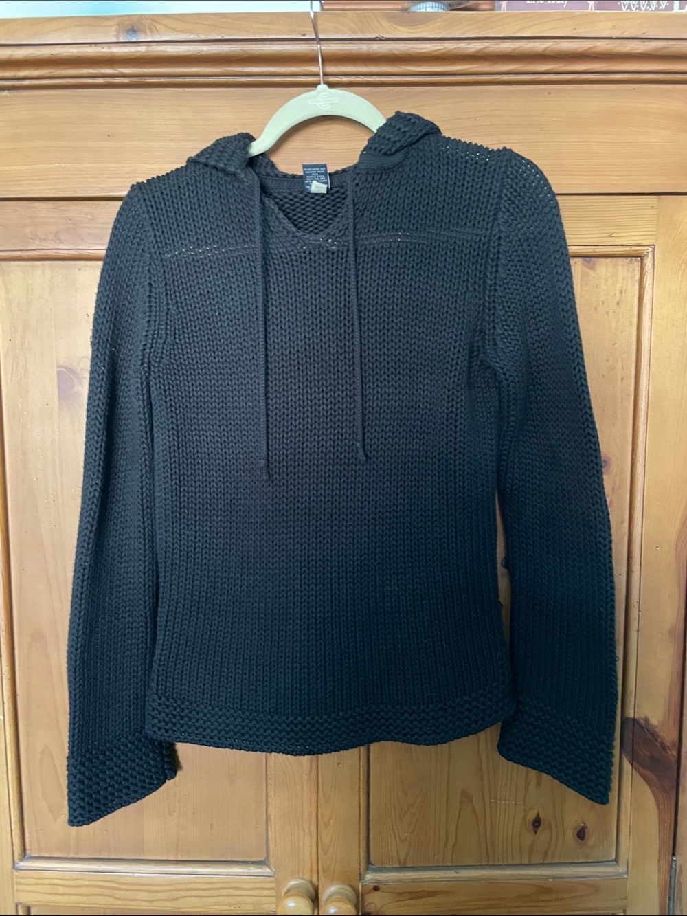 GAP Black Hooded Knit Pullover Sweater